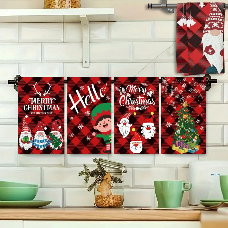 Lot de 5 serviettes de Noël douces et absorbantes – Motifs festifs