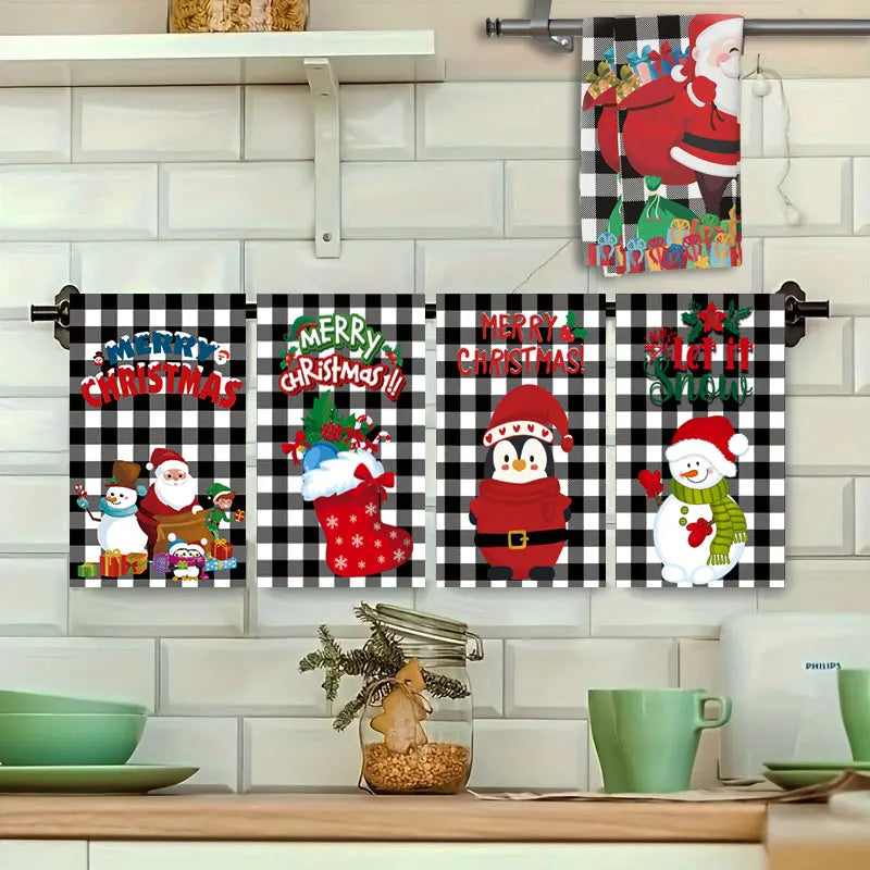 Lot de 5 serviettes de Noël douces et absorbantes – Motifs festifs