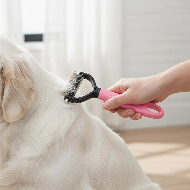 Brosse démêlante et anti-mue 2-en-1 pour chiens et chats