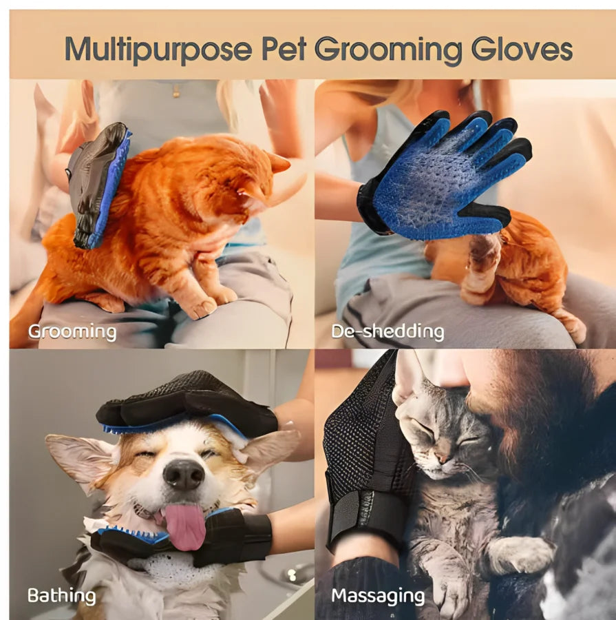 Silicone Grooming Glove for Dogs and Cats – Deshedding Massage Brush