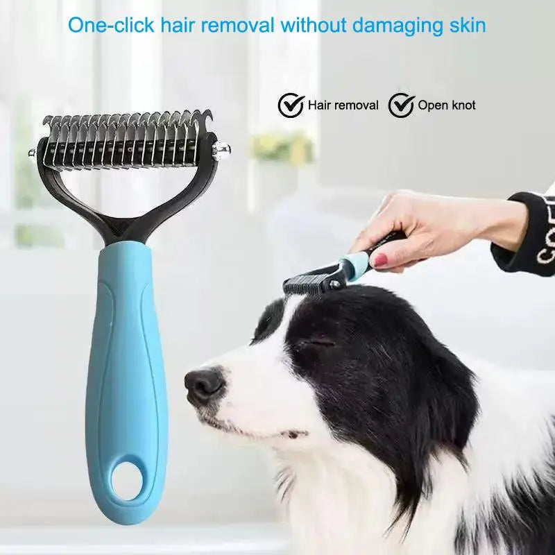 Brosse démêlante et anti-mue 2-en-1 pour chiens et chats