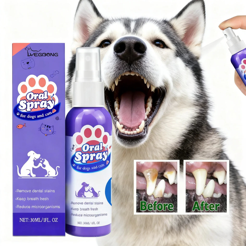 Pet Teeth Cleaning Spray for Dogs and Cats – Tartar Remover, Fresh Breath, Oral Care