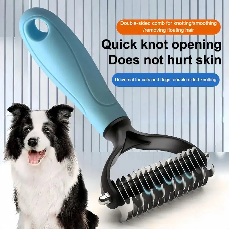 Brosse démêlante et anti-mue 2-en-1 pour chiens et chats