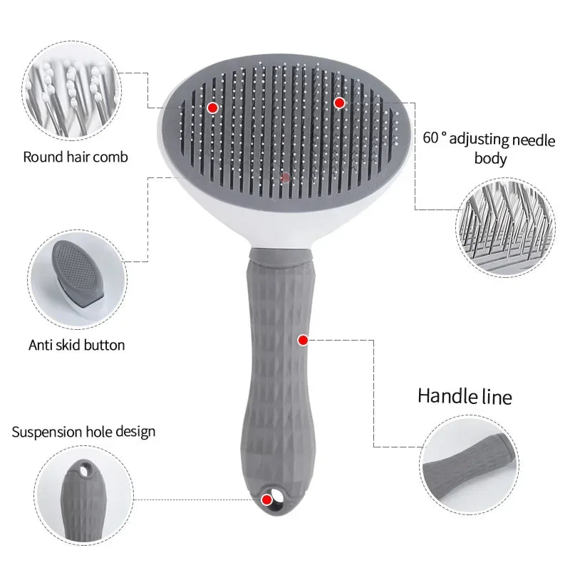 Stainless Steel Pet Hair Remover Brush for Dogs and Cats – Professional Deshedding Grooming Tool