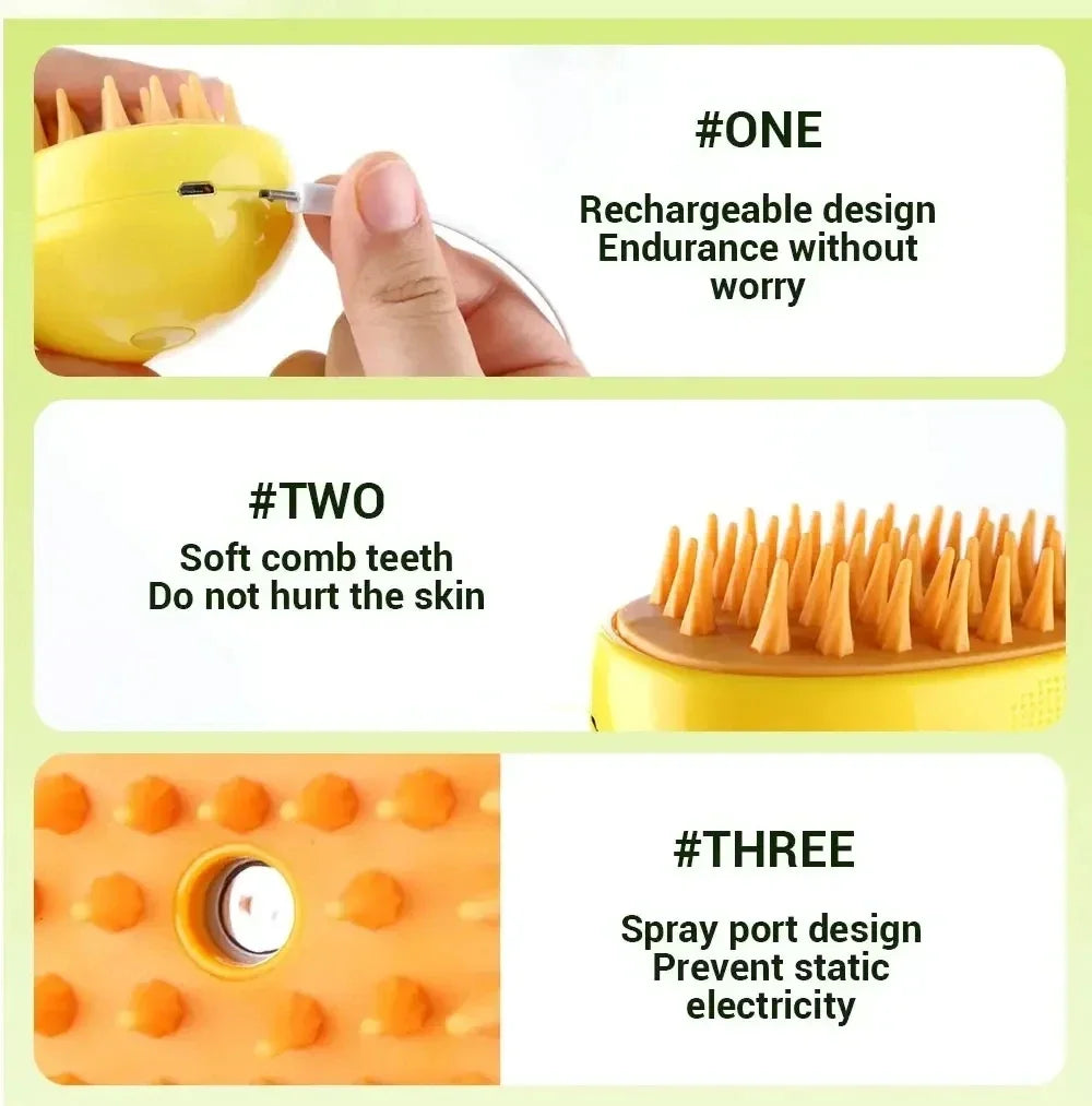 3-in-1 Steam Grooming Brush for Dogs and Cats – Maison Camille Pets