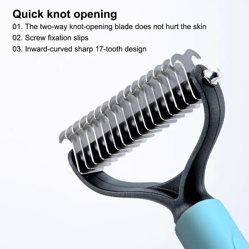 Brosse démêlante et anti-mue 2-en-1 pour chiens et chats