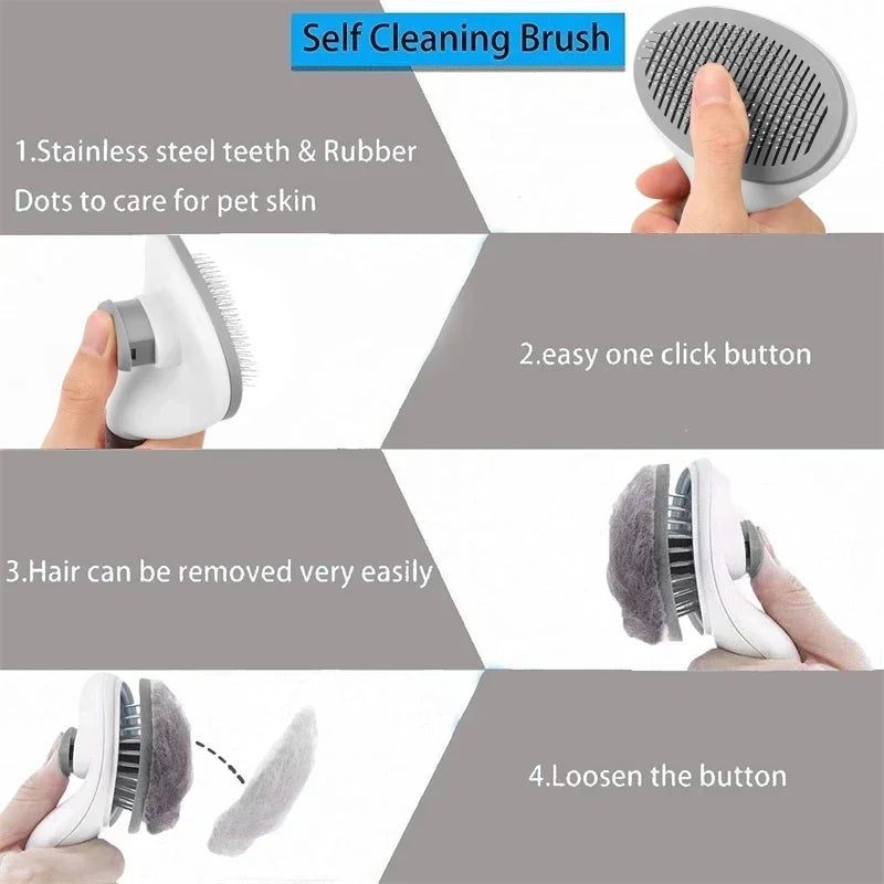 Stainless Steel Pet Hair Remover Brush for Dogs and Cats – Professional Deshedding Grooming Tool