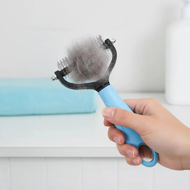 Brosse démêlante et anti-mue 2-en-1 pour chiens et chats